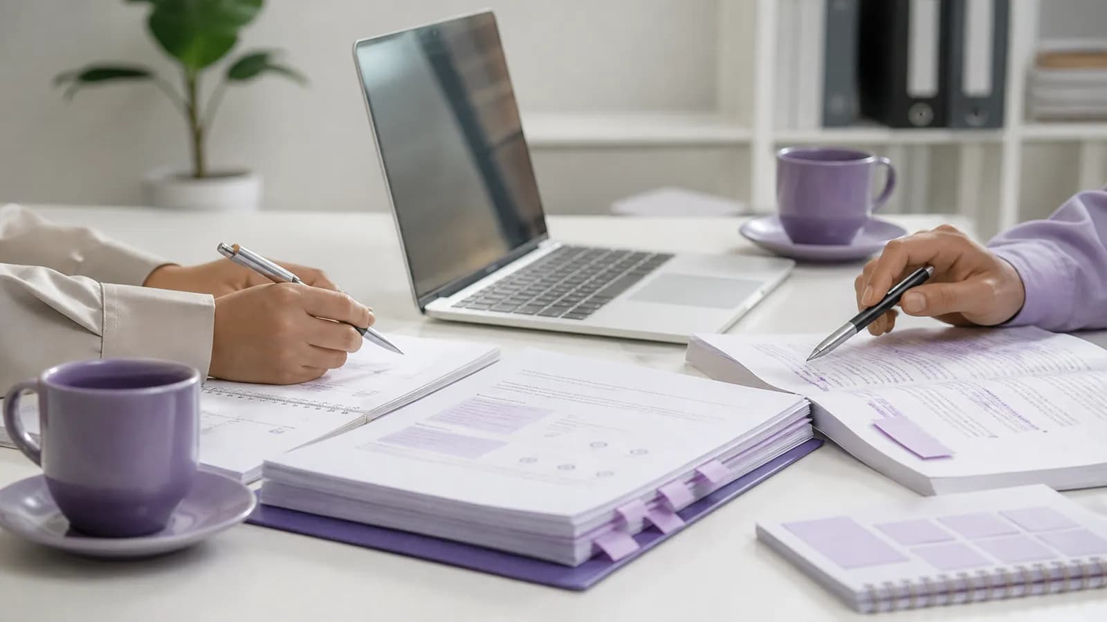 Catatan agenda bimbingan skripsi di samping laptop dan jurnal